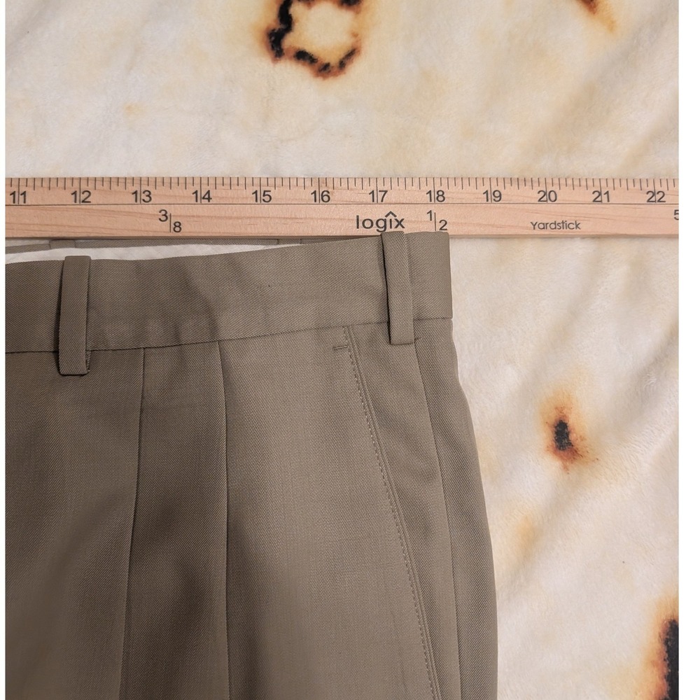 Britches Winston Pleated Dress Pants Mens 36R Khaki Worsted Wool Made in Italy - Picture 6 of 15